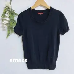 【美品】amaca アマカ　半袖　カットソー　綿100% ブラック　38のサムネイル