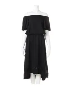 オフスリーブ裾シアーレース／ワンピース　黒　M INGNI