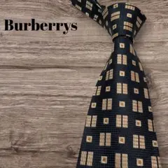 美品 Burberrys ネクタイ ネイビー 幾何学柄 シルク 総柄 ビジネス