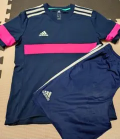 adidas サッカーウェアセット ネイビー/ピンク　150
