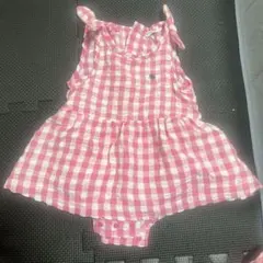 POLO Baby ピンク ギンガムチェック ロンパース