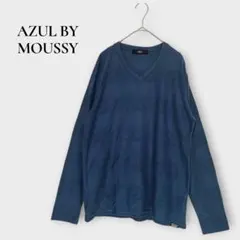 アズールバイマウジー 長袖カットソー Vネック コットン混 ブルー M
