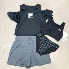 新品❤️ FILA 水着　フィットネス　４点セット　Sサイズ　ブラックのサムネイル