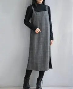 ジャンバースカート ロングワンピース