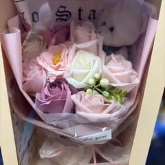 造花 ソープフラワー 花束 くまタオル セット