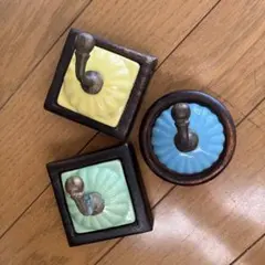 レトロ陶器壁掛けフック 3色セット　アンティークデザイン