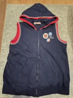 ネイビー フード付き ベスト 100cm
