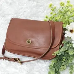 コーチ 9790 ターンロック USA製 フラップ ショルダーバッグ ブラウン