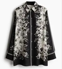H&M フラワープリントロングシャツ