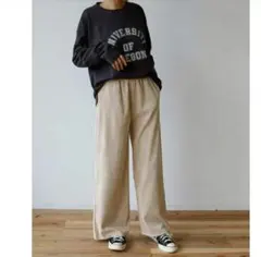 【Holiday】コーデュロイルーズパンツ(WEB限定)、ベージュ