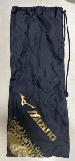 テニスラケット　ケース　MIZUNO 巾着袋 マルチバッグ 黒 ゴールド