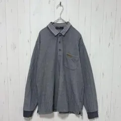 Y127 CHRISTIAN GEORGES 長袖ポロシャツ　Ｌ　ストライプ