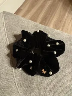 ベロアシュシュ パール犬ワンポイント