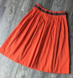 Leilian　レリアン　オレンジ　フレアスカート　綺麗・上品スカート　プリーツ