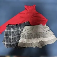 comme ca ism赤いタートルネックとキュロットセット