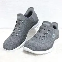 【未使用級】スケッチャーズ　スリッポン　スニーカー　定番　サミッツ　24.5 灰