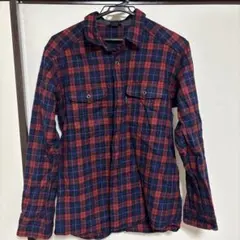 モンベル 長袖シャツ チェック柄 レッド/ネイビー M