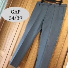 GAP 34/30 センタープレス スラックス ヘリンボーン L グレーのサムネイル