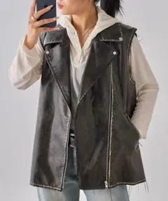 WHO'S WHO gallery ヴィンテージライクレザーライダースベスト