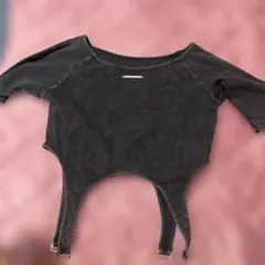 ダークグレー 半袖 Tシャツ ショート丈のサムネイル