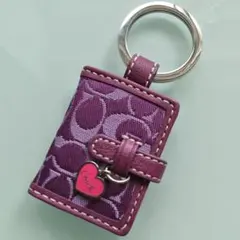 COACH コーチ 手帳型 チャーム フォトフレーム キーリング パープル 紫 COACH 手帳型フォトフレームキーホルダー キーリング 水色 ビンテージ
