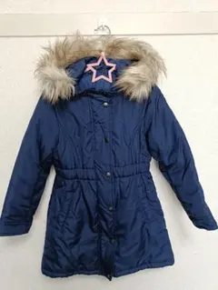GU ネイビー ファー付き中綿コート ダウンジャケット 120