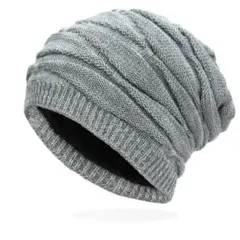 ☘️裏起毛ニット帽 メンズ 裏ボア あったか 防寒 秋冬 おしゃれ グレー