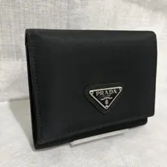極美品 PRADA プラダ 折り財布 三つ折り ナイロン 三角プレート
