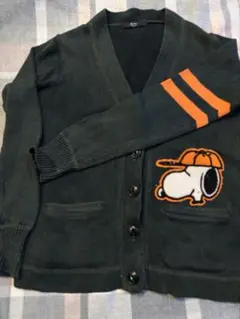 スヌーピー　カーディガン　ビンテージピーナッツ　黒　コットン100