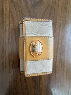 COACH キーケース シグネチャー ベージュ イエロー