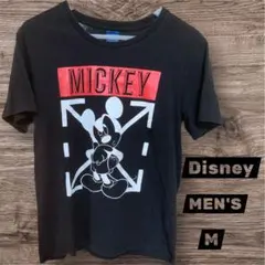 ディズニー ミッキーTシャツ メンズM ブラック クールデザイン オシャレ