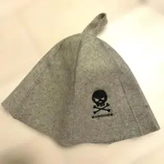 サウナハット IVROGNE グレー×スカルワンポイント刺繍入り