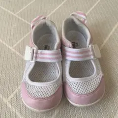 イフミー　16センチ　子供用メッシュシューズ ホワイト/ピンク