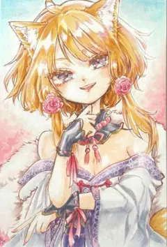 ほ*攻様 手描きイラスト オリジナル 女の子 一点物原画 コピック