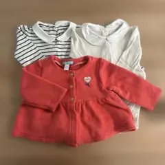 3点セットGAP ロンパース　OBABI コーラル カーディガン 12M