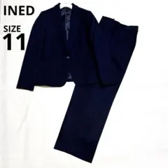 美品✨イネド INED ジャケット パンツ セットアップ 11号 スーツ 紺色