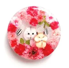 ハンドメイド うさぎと押し花 レジン ヘアゴム ブローチ キーホルダー