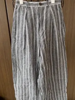GU ストライプ ワイドパンツ ブルー