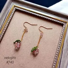 タティングレースとビーズのピアス　#740