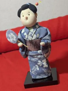 2000円↓】博多人形 西邑作「藍染の女」ガラスケース・木札付き伝統