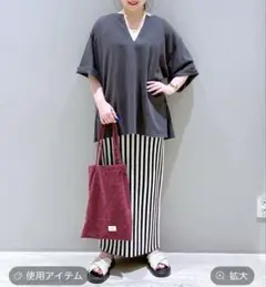 LEPSIMダークグレー Vネック 半袖チュニック