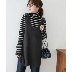 DISCOAT ディスコート　前後2WAYシャギーチュニック　チャコール