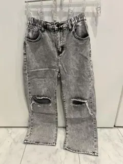 SHEIN ダメージ加工 グレー ロングパンツ 10Y