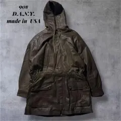 希少90s USA製D.A.N.Y.レザーパーカー モッズコートXL相当ブラウン