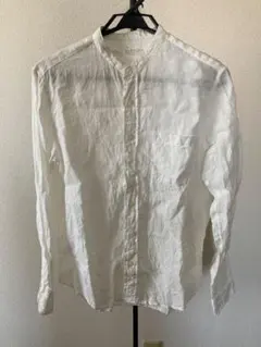 最終お値下げ　美品　無印良品 リネンスタンドカラーシャツ　ホワイト　メンズのサムネイル