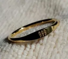 『18Kコーティング シンプルバンドリング指輪 999刻印(数字外側模様)』