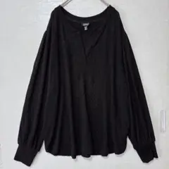 バッファロー 無地 ニット セーター XXL ビッグサイズ 黒 レーヨン