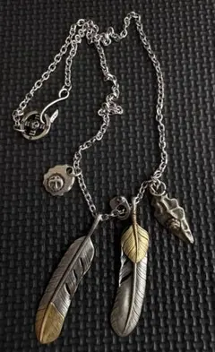 上金フェザーネックレス 先金鷹爪 2連セット　ココペリ精霊刻印　s925刻印 上金フェザーネックレス 先金鷹爪 2連カスタム s925刻印 - メルカリ