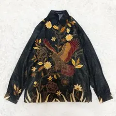 RIANTY BATIK 　バティックシャツ 　グリーン　和柄？　総柄