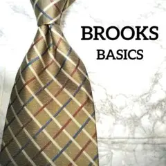 ブルックスベーシックス ネクタイ チェック柄 シルク ベージュ系